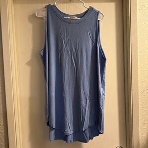 Zenana High Low Drape Tank Top Sleeveless Light Blue New Size 1X